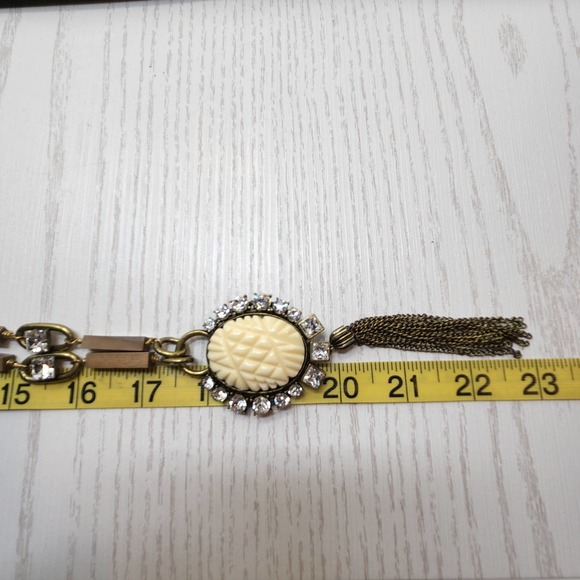 Gerard Yosca Chain Link Tassel Pendant Necklace Vintage Statement Rhinestone - Picture 9 of 11